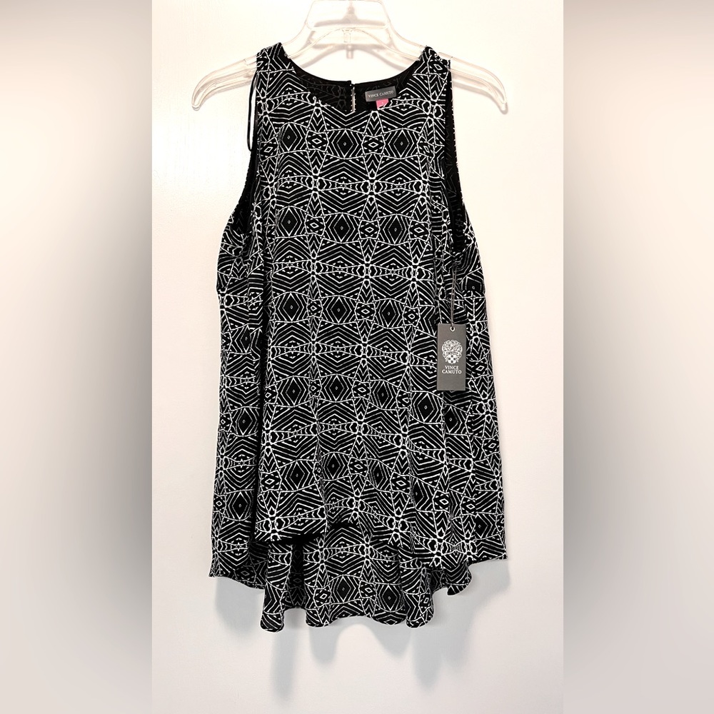 Brand new Vince camuto black dressy sleeveless swing top size S